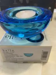 IITTALA FINLAND BALLO VOTIVE CANDLE HOLDER TURQUOISE BLUE SCANDI ART GLASS x 1