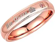 [Generic] 2pcs Set of His and Her Matching Promise Rings for Couples Black Stainless Steel His Queen & Her King Wedding Engagement Annivesary Bands Couples Rings Anniversary Valentine's Jewelry Gifts
