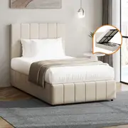 Oikiture Bed Frame King Single Beds Platform Gas Lift Storage Base VISH
