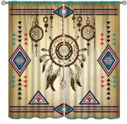 Aztec Feather Curtains,Vintage Native American Indian Ethnic Tribe Dreamcatch...