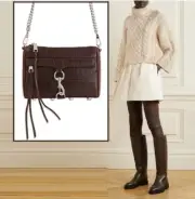 Rebecca Minkoff Mini MAC CROC Embossed Leather Clutch/ Crossbody CHOCOLATE BROWN