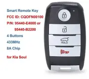 Smart Remote Key Fob 4 Buttons 433MHz 8A Chip for Kia Soul