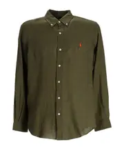 button-down linen shirt S,XL,L,M,XXL NEW OLIVE