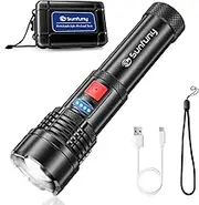 Flashlight, USB Rechargeable Tactical LED Flashlights, Pocket LED Torch 1500Lumens with 5 Modes, Zoomable IPX6 Waterproof Flash Light for Outdoor