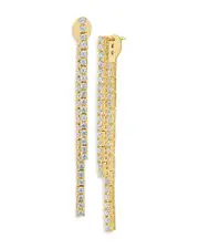 Kenneth Jay Lane Cubic Zirconia Front To Back Earrings 14K Gold Plated