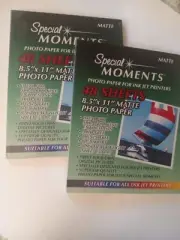 2-MATTE, NEW SPECIAL MOMENTS PHOTO PAPER FOR INK JET PRINTERS 4" X 6", 60 SHEETS