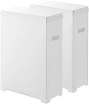 Yamazaki 1526 Slim Trash Can with Lid, Side Opening Type, Set of 2, White (W x D x H): 7.3 x 15.2 x 21.7 inches (18.6 x 38.6 x 55 cm) (Per One) Tower Thin, Separation