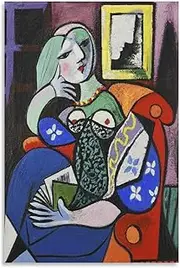 Pablo Picasso Wall Art Pablo Picasso Woman with Book Posters Abstract Canvas Painting Pablo Picasso Prints for Home Decor Pictures 40x60cm No Frame