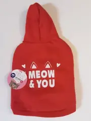 Whisker City S Pet Cat Red Cozy Hoodie "Meow & You"