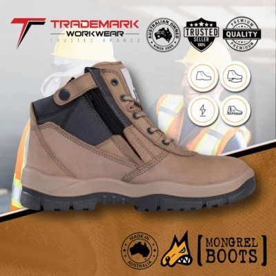 Mongrel Mens Non Safety Zip Side Work Boot (961060) UK/AU3-14 RRP$199.95