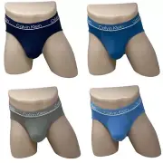 Calvin Klein Microfiber 4-Pack Hip Brief, Blue & Gray