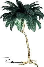 Standing Bedside Lamps, Nordic Ostrich Feather Floor Lamp with 3 Color Light Switching, Gold Resin Light Body, Tall Pole Lamp Feather Lamps for Home Office Decor,Dark Green,170x110cm/67x43in