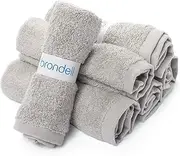 Brondell Ultra-Soft Bamboo Bidet Towels for Bathrooms, Soft and Absorbent, Machine-Washable, Quick Dry, 9.85” x 9.85”, Includes Mesh Laundry Bag, Pebble