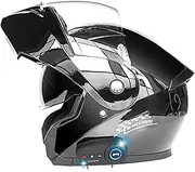 Bluetooth Modular Motorcycle Helmet ECE Approved Flip Up Front Helmets with Dual Visors Full Face Integrated Helmet with Dual Speaker Microphone for Men Women