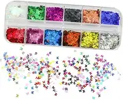 LALADEFIEE 12 Butterfly Sequin Set Glitter Nail Art Charms Eye Shadow Stickers 2 Boxes Makeup Sequins