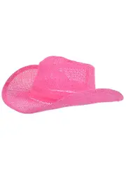 Western Pink Hessian Adults Cowboy Hat