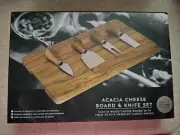 NIB Acacia Wood Cheese Board & Four Knife Set Tayor’s Eye Witness
