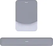 MOSISO Wrist Rest Support for Mouse Pad&Keyboard Set, Rectangular Ergonomic Mousepad Non-Slip Base Home/Office Pain Relief&Easy Typing Pad with Neoprene Cloth&Raised Curved Memory Foam, Gray