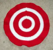 New Uniq Handmade 14" Round Crochet Doily Candle Mat Centerpiece Red White