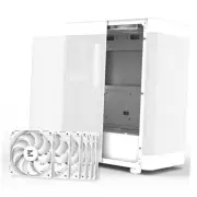 i4 Airflow Mid Tower ATX Desktop PC Case, 6 x 120mm Quiet Fans White Full Mesh