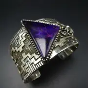 Navajo TONEY MITCHELL Sterling Silver PURPLE SUGILITE Cuff BRACELET Indigenous