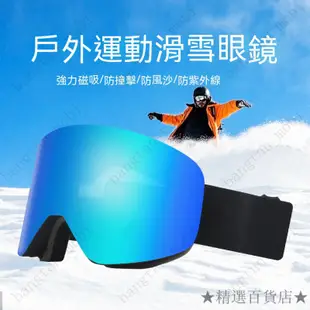 ✨優選✨ 炫彩雪地滑雪鏡雙層磁吸鏡片護目鏡防霧防紫外綫戶外滑雪眼鏡
