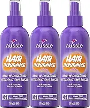 Aussie Hair Insurance Leave-In Conditioner Spray, Frizz Control, Softening with Jojoba & Sea Kelp, Moisturizing Treatment for All Hair Types, Juicy Citrus, 8 Fl Oz Each, Triple Pack