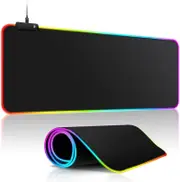 Large RGB Gaming Mouse Pad -15 Light Modes Touch Control Extended Soft Computer Keyboard Mat Non-Slip Rubber Base for Gamer Esports Pros 31.5X11.8