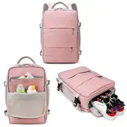 Water Resistant Mommy Bag Diaper Bag Travel Backpack Laptop Bag with USB Port Pink