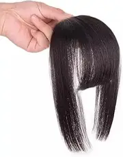 Hair Clip in Bangs Synthetic Hair Extensions French Bangs Clip for Women With Temples Fringe Hair (Black)