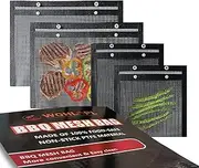 WOHLOPL Grill Bags - Reusable Non-Stick BBQ Mesh Grill Bags, 4 Pieces, Two Sizes (15.7 x 10.6 Inch, 8.7 x 10.6 Inch), Black