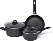 Set of 3 Induction Frying Pan with Cool Touch Handle, Aluminium Non Stick Frying