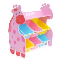 在飛比找PChome24h購物優惠-寶盟BAUMER 親子鹿木質收納架-粉紅色