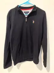 US Polo Assn Boys’s Size XXL (18) Quarter Zip Pullover Sweater Black
