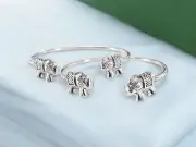 Elephant Ends Ends .925 Sterling Silver West Indian Bangles Silver Cuff
