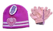 Peppa Pig Toddler Girls Pink Knit Hat Beanie & Gloves NWT