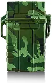 Skywin Waterproof Cigarette Case with Lighter, Airtight Cigarette Dry Box with Rechargeable Lighter, Dry Case, Great for Outdoor Adventures (Green Camo)