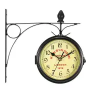 Retro Antique Double Side Wall Mount Clock Garden Hallway Outdoor Station for Office