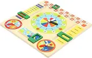 RORPOIR Multifunctional Educational Wooden Calendar Clock Kids Learning Toy Time Awareness Toddler's Math and Shape Clock