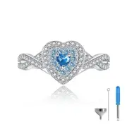 Teardrop Cremation Ring for Ashes - 925 Sterling Silver Urn Keepake Rings Mem...