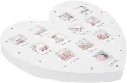 UPKOCH 1Pc Creative Heart Shaped Photo Frame with Light Month Growth Record Wall Decor Picture Frame for Newborn Unique Milestone Memory Keepsake