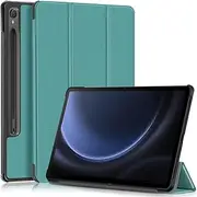 [Kepuch] Custer Case for Samsung Galaxy Tab S9 FE 11" SM-X510 SM-X516B,Ultra-Thin PU-Leather Hard Shell Cover - Green