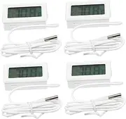 VERDANVERSE 4pcs Digital Display Fish Tank Thermometers Temperature Meters for Aquariums Indoor Use and Greenhouses High Definition Reading Easy to Install White