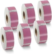BETCKEY - 6 Rolls Pink Return Address Labels Compatible with DYMO 11352(S0722520), 25 mm x 54 mm, 3000 Coloured Labels for LabelWriter 450 Series and 4XL