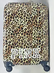 Victorias Secret Pink Hard Shell Cheetah Print Carry On Wheel Suitcase Bag NEW