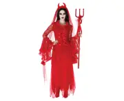 Villainous Veil Women Headpiece Adult Scary Dress Up Party Head Costume Red