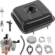 Gas Fuel Tank Carburetor Carb Kit replacement for predator 212cc 196cc 6.5hp GX160 GX200 Coleman CT200U BT200X KT196 Baja Warrior Massimo MB200 Mini Bike Go Kart Engine (Black)