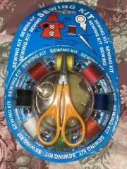 Vintage Mini Sewing Kit Mini Hand Travel Case Thread Tape Scissors Pins Buttons