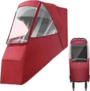 Stroller Rain Cover, Universal Pram Rain Cover with Clear Air Ventilation Window, Waterproof and Windproof Weather Shield Protector Stroller Cover Stroller Winter Cover Rain Cover for Stroller Red