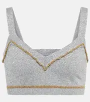 [Rabanne] Rabanne Metallic knit crop top AU 12 silver